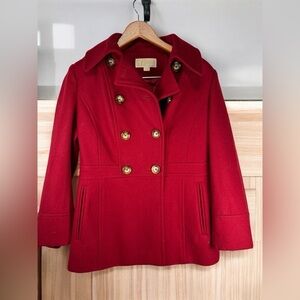 Michael Kors Red Wool Blend coat Peacoat Jacket Small womens coat
